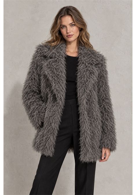 Weili Zheng Cappotto Doppiopetto in Ecopelliccia con Collo Sciallato Grigio Donna WEILI ZHENG | Pelliccia | F26CS15GY22